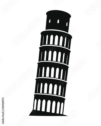 The Pisa Tower vector silhouette