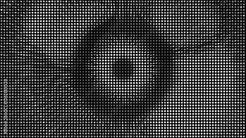 abstract animated halftone dotted retro technology background, random dots, and grids, 3d render loop animation backdrop