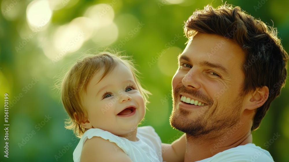 Father and child enjoying a sunny day in a lush green park, AI Father and child enjoying a sunny day in a lush green park, AI