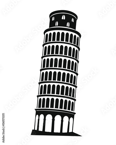 The Pisa Tower vector silhouette