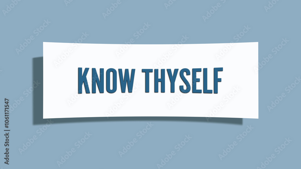 Know Thyself. A card isolated on blue background. Know Thyself. A card isolated on blue background.