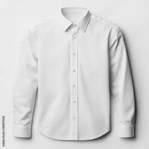 White long-sleeved dress shirt with a button-down collar and button cuffs.