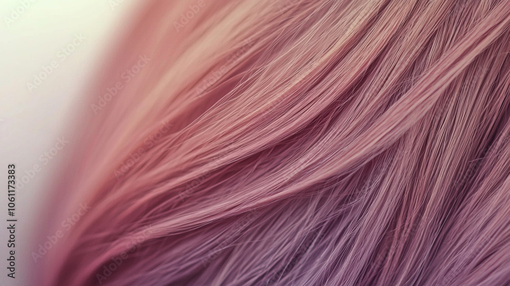 Dyed pink hair flows smoothly creating a gradient effect from light pink to purple, showcasing a modern and trendy hairstyle Dyed pink hair flows smoothly creating a gradient effect from light pink to purple, showcasing a modern and trendy hairstyle