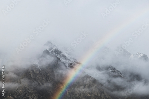 Rainbow and fog over The Remarkables