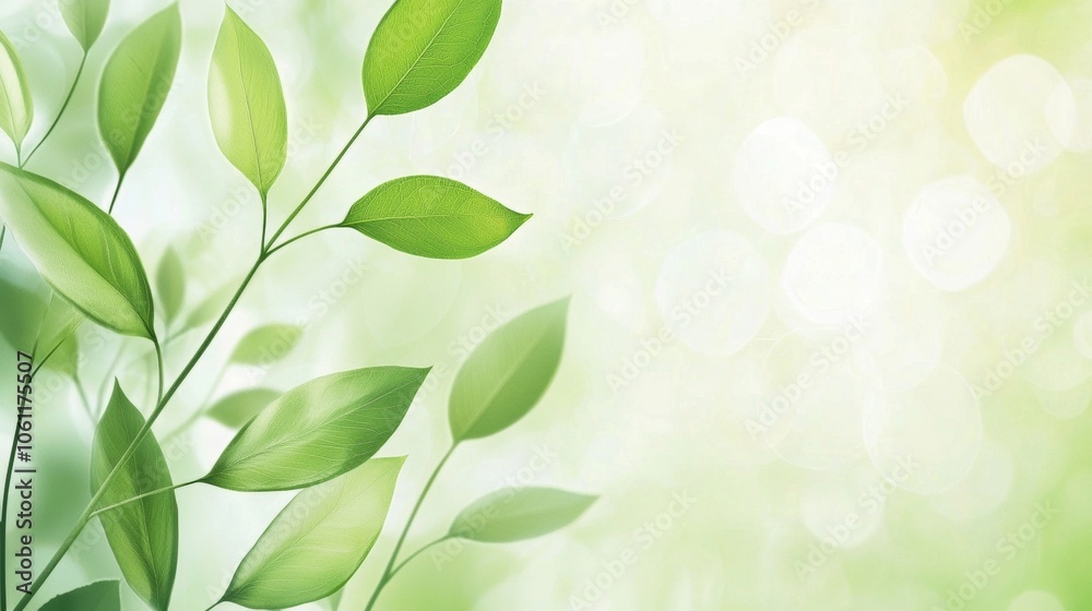 Fresh green leaves thrive on branches against a softly blurred background, creating a serene and natural image evoking themes of growth, renewal, and environmental awareness