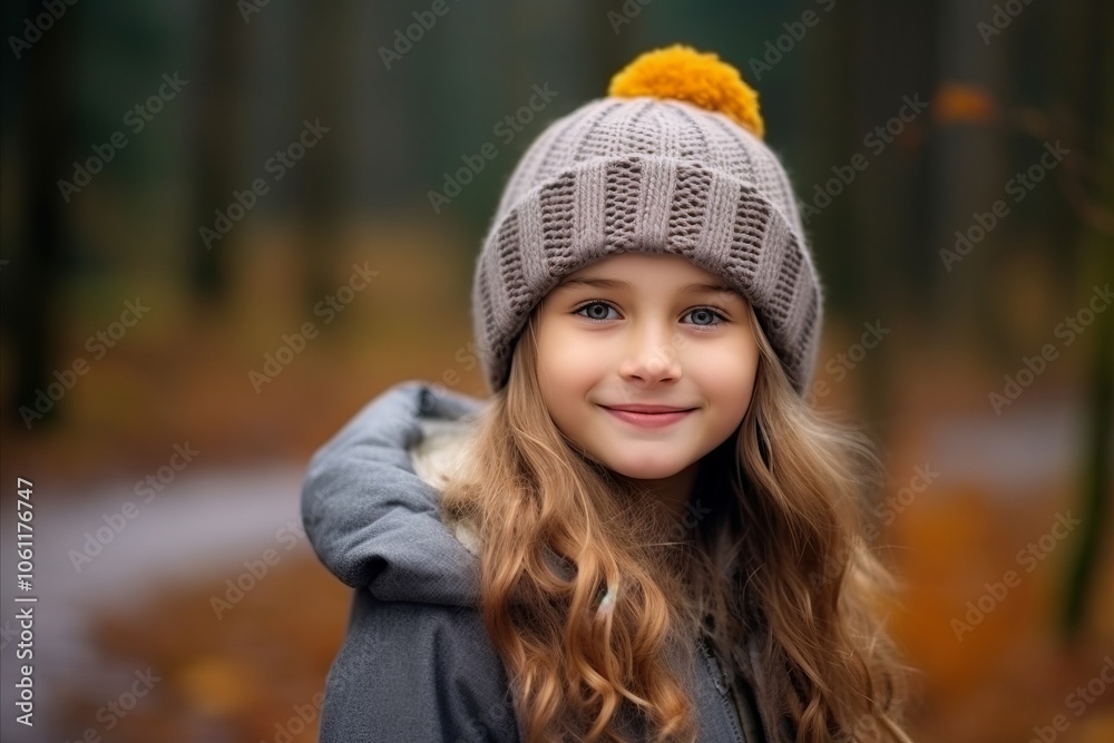 Portrait of a cute little girl in a warm hat and coat Portrait of a cute little girl in a warm hat and coat