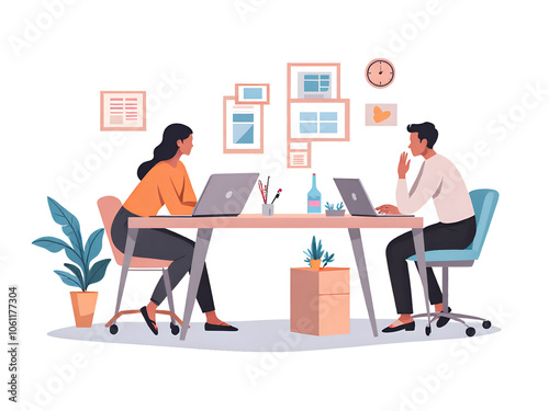 In a world where teamwork fosters innovation, collaboration becomes the key to success, digital illustration of workplace interaction concept.
