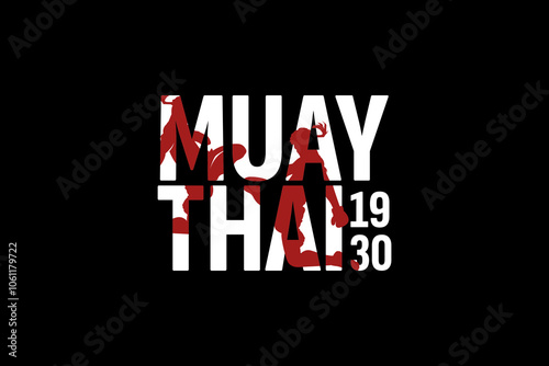 Muay Thai Boxing martial art logo design. Muay Thai Fighter Illustration vector