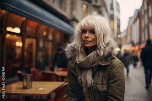 young beautiful blonde hipster woman in the city, lifestyle people concept