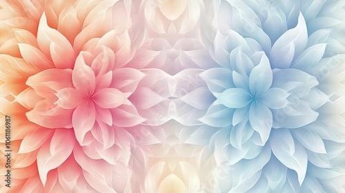 Abstract Flower Petals in Pink, White, and Blue Hues photo