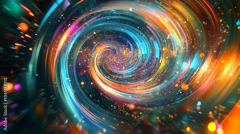 vibrant swirl of colors and lights, illustrating dynamic flow of big data and technology. This abstract image captures essence of digital transformation and innovation vibrant swirl of colors and lights, illustrating dynamic flow of big data and technology. This abstract image captures essence of digital transformation and innovation