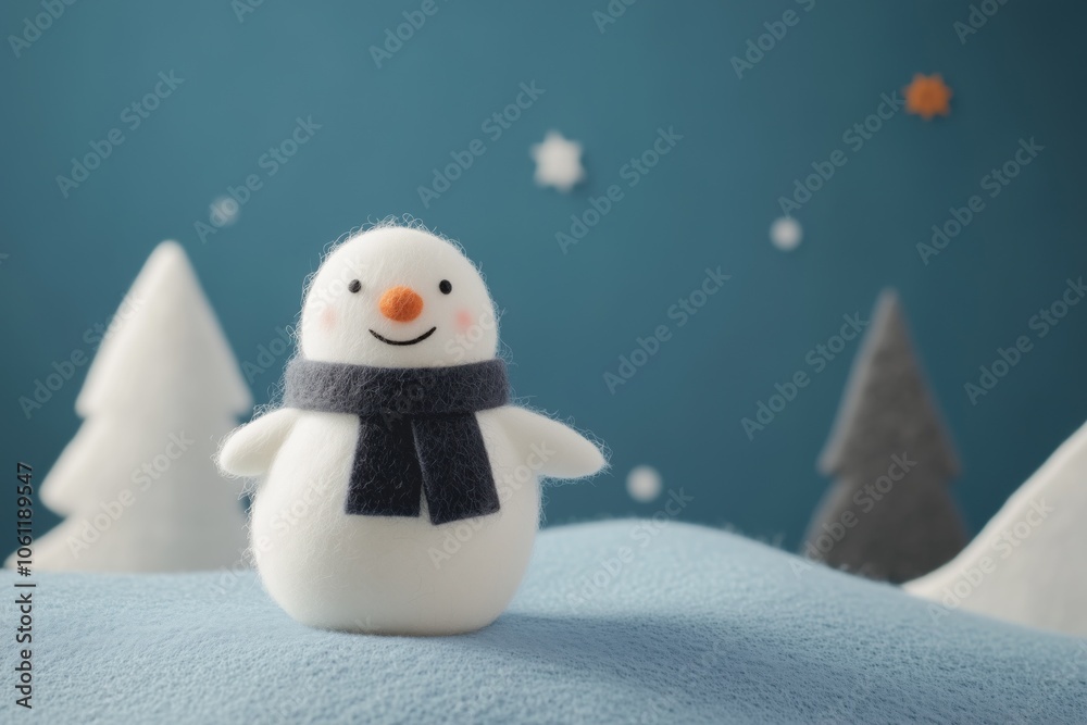 Obraz premium Paisagem natalina em miniatura com Papai Noel, renas e pinheiros cobertos de neve, estilo lúdico e colorido, criado por IA generativa.
