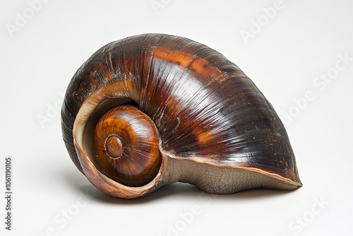 Achatina fulica, giant snail on a white background