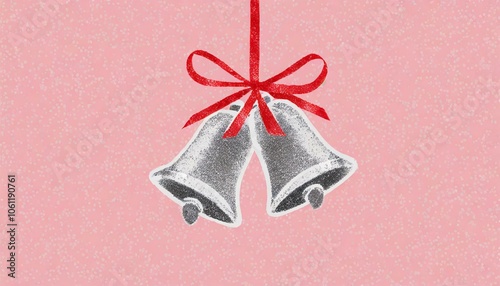 Festive Silver Bells with Red Ribbon