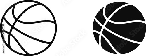Basketball silhouette and outline vector graphic image