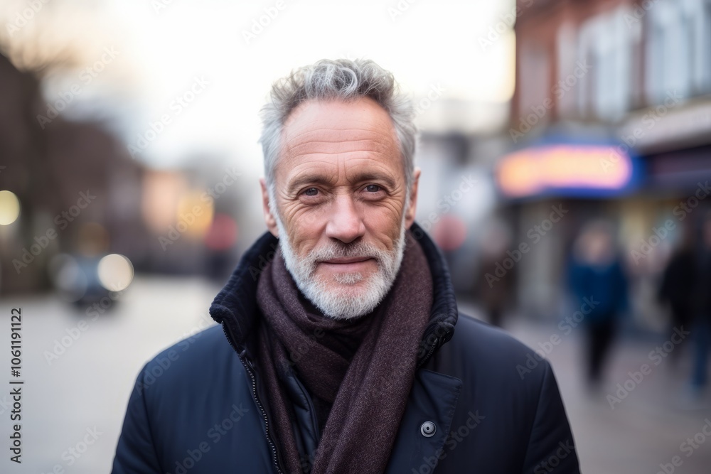 Portrait of a handsome senior man with grey beard in the city Portrait of a handsome senior man with grey beard in the city