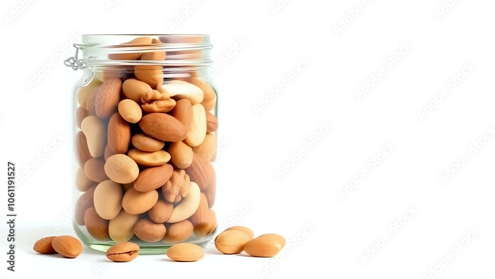 Mixed Nuts Jar on White Background Mixed Nuts Jar on White Background