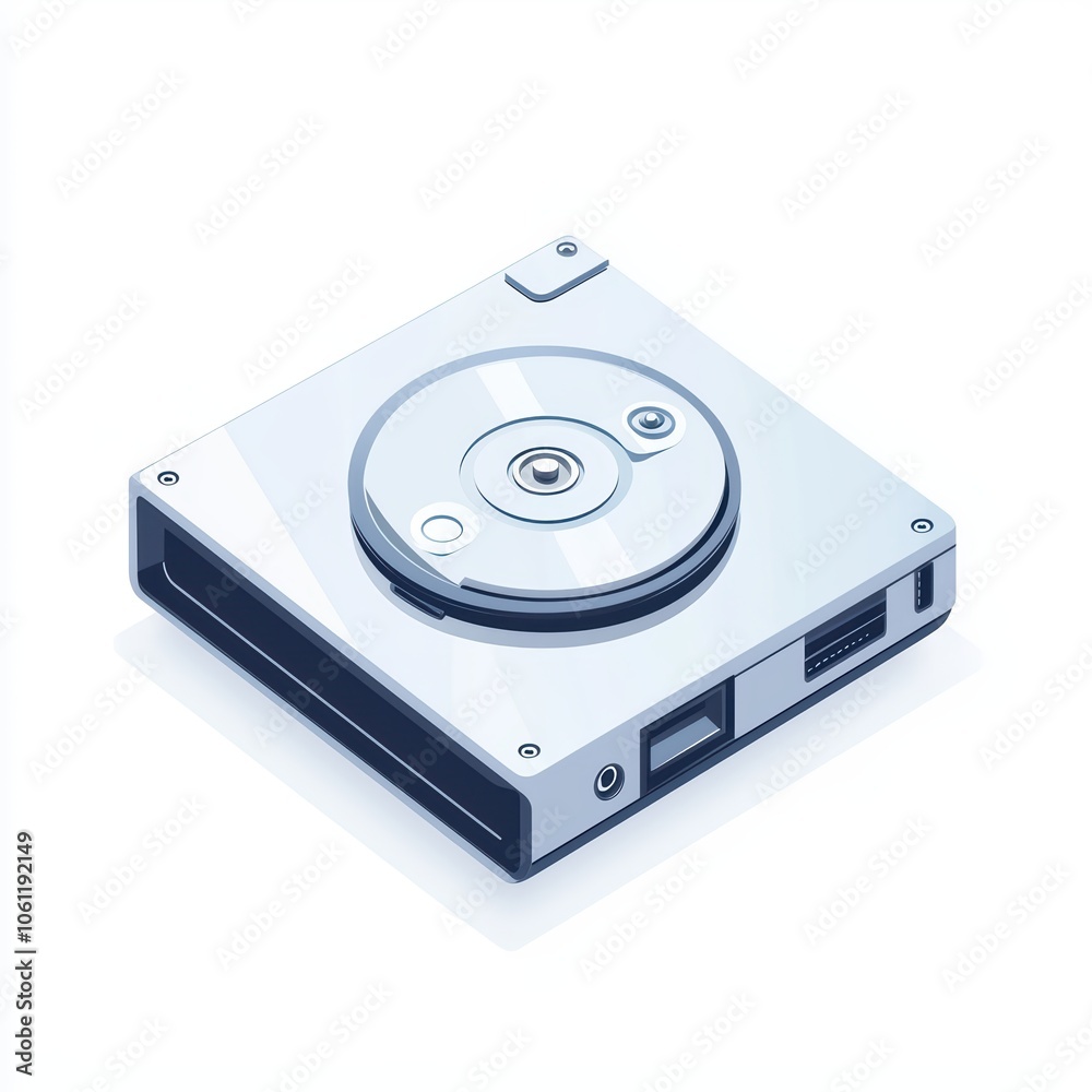 Illustration of a modern hard drive on a white isolated background. Illustration of a modern hard drive on a white isolated background.