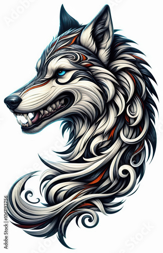 Wallpaper Mural TRIBAL TATOO トライバル タトゥ 狼 wolf Torontodigital.ca