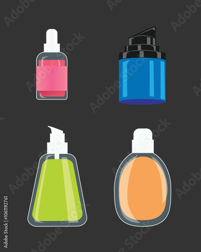 four kinds of small bottles containing perfume, liquid lipstick and aromatherapy