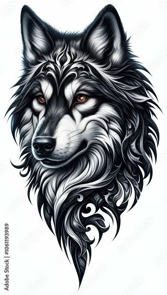 Fototapeta premium TRIBAL TATOO トライバル タトゥ 狼 wolf