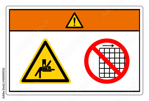 Warning Crush Hazard Stay Clear Of Palletizer Do Not Remove Guard Symbol Sign, Vector Illustration, Isolate On White Background Label .EPS10 photo