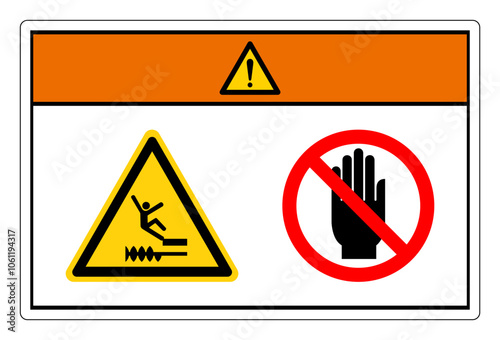 Warning Falling Of Moving Machinery Hazard Do Not Touch Symbol Sign, Vector Illustration, Isolate On White Background Label. EPS10