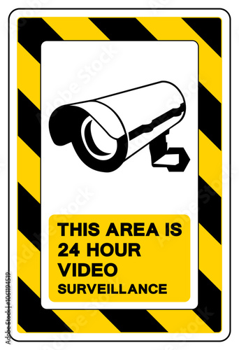 This Area Is 24 Hour Video Surveillance Symbol Sign, Vector Illustration, Isolate On White Background Label. EPS10