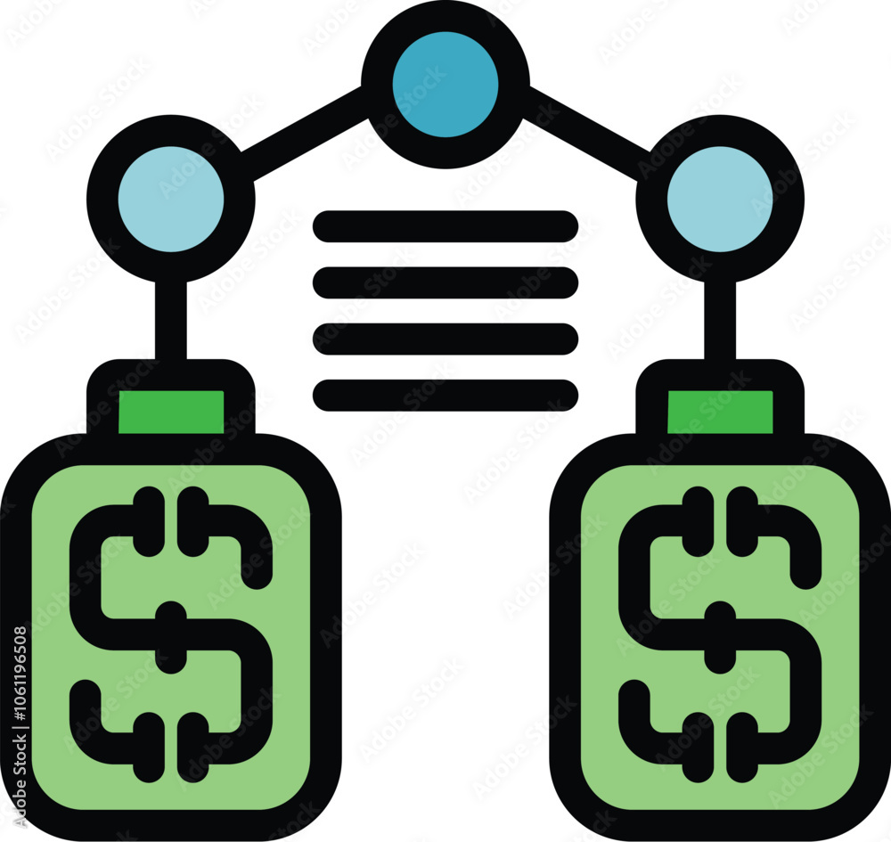 This icon represents a digital payment system connecting two digital wallets for seamless money transfers This icon represents a digital payment system connecting two digital wallets for seamless money transfers