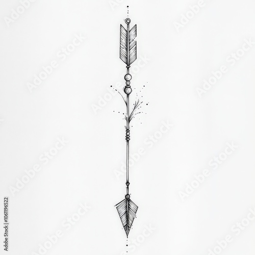 isolated, arrow, tattoo style, white, object, metal, drill, instrument, wood, old, vector