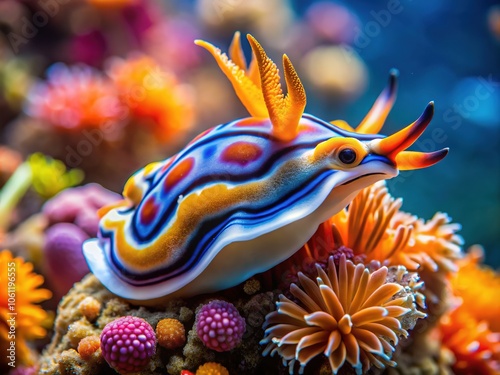 Chromodoris Lochi Nudibranch - Vibrant Sea Slug in the Ocean Depths photo