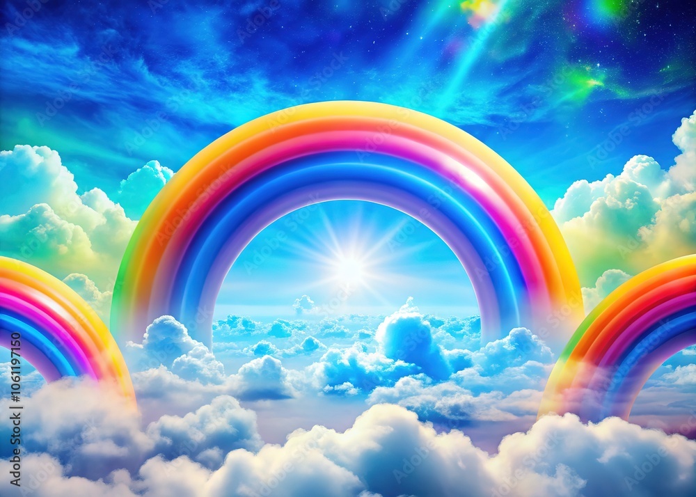 Colorful Rainbow Arch Clouds Seamless Pattern Illustration Colorful Rainbow Arch Clouds Seamless Pattern Illustration