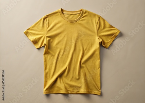 Cornsilk Yellow Blank Fashion Tee Mockup - Minimalist Style photo