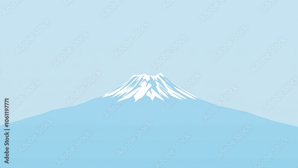 Generative AI, Minimalist Mountain Landscape with Soft Pastel Blue Background Generative AI, Minimalist Mountain Landscape with Soft Pastel Blue Background