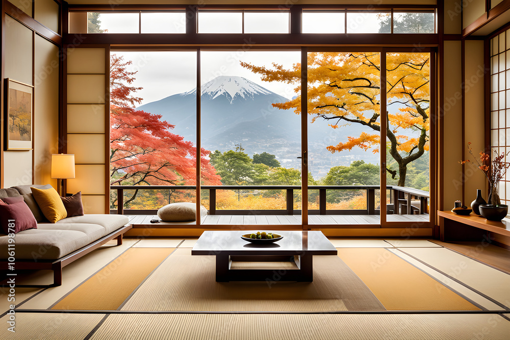 Fototapeta premium modern living room with fireplace
