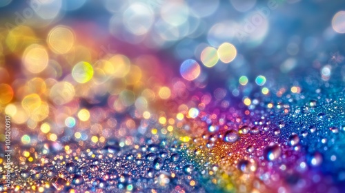 Macro view of water droplets refracting rainbows in dazzling vibrant detail. AI generated