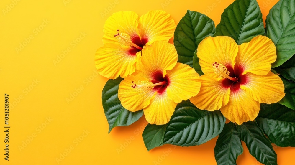 Vibrant yellow hibiscus flowers against a bright background, showcasing nature's beauty. Vibrant yellow hibiscus flowers against a bright background, showcasing nature's beauty.
