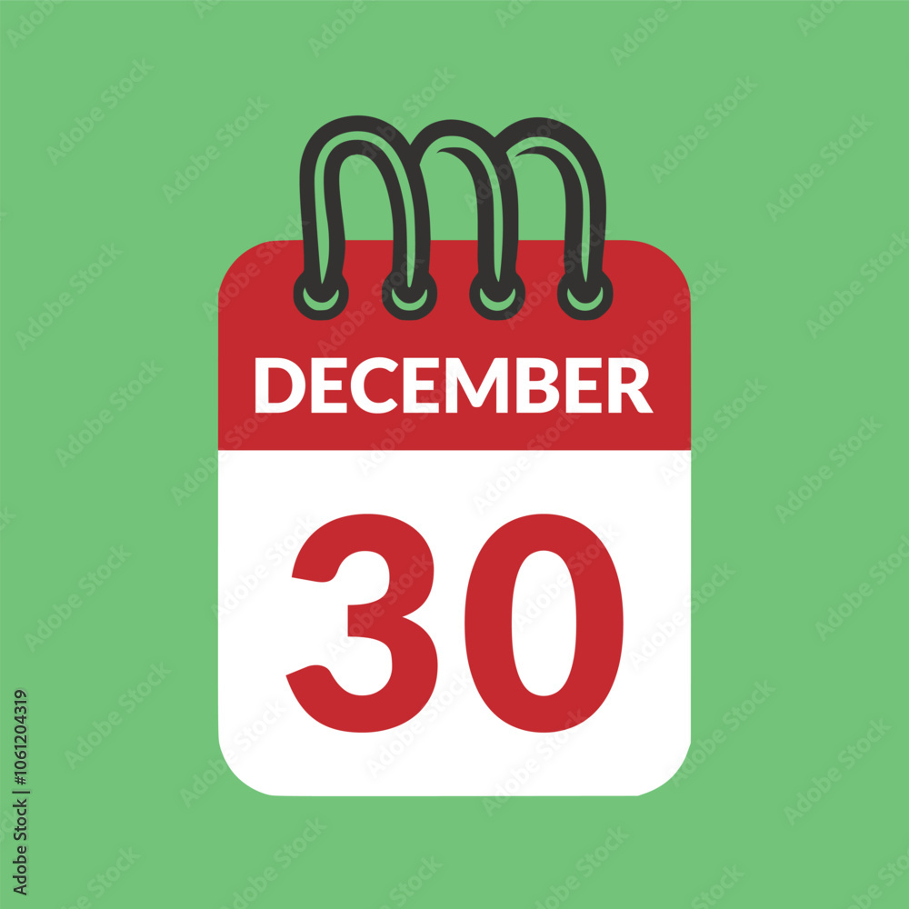 December 30 Calendar icon vector illustration. December 30 Calendar icon vector illustration.