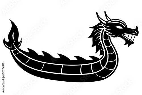 A powerful silhouette of a dragon boat illustration