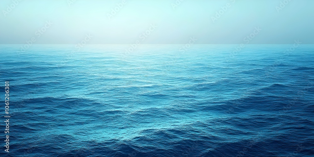 Obraz premium A serene view of the vast ocean, showcasing gentle waves in varying shades of blue. The tranquil atmosphere evokes a sense of peace and calmness.