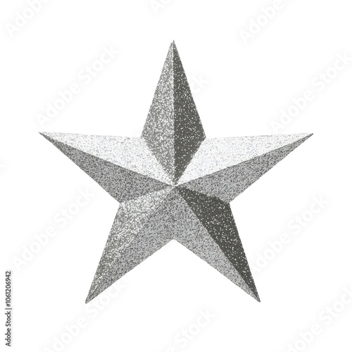 Christmas star in glittery silver, isolated on solid white background, , transparent background