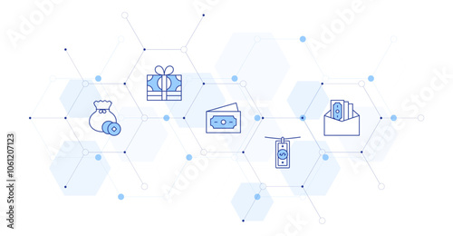 Money Banner Vector Illustration with Icon Style in Between. Line Duotone icon. Containing bribe, money laundering, money, money bag