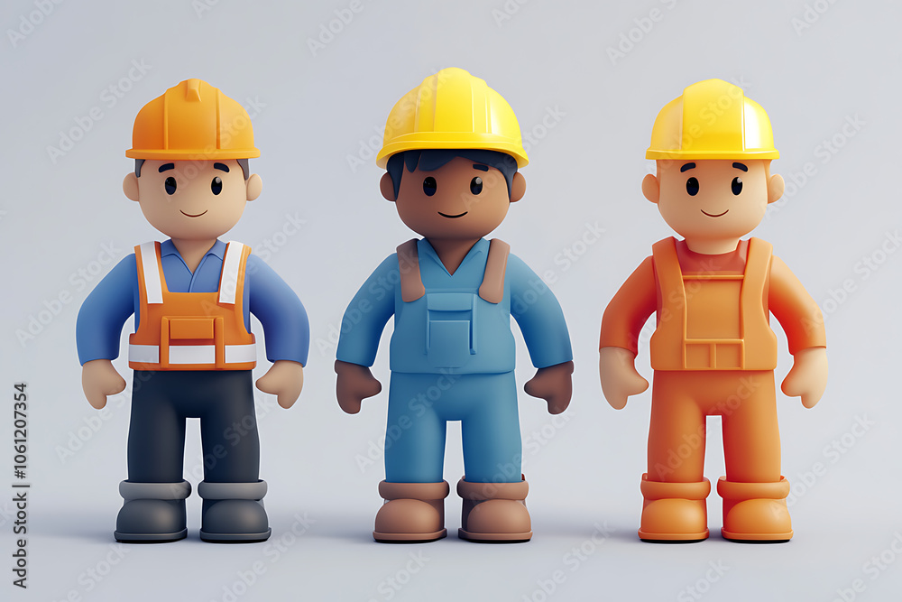 worker 3d render icons