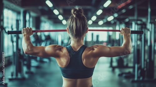 Powerful Fitness Woman Lifting Weights in the Gym