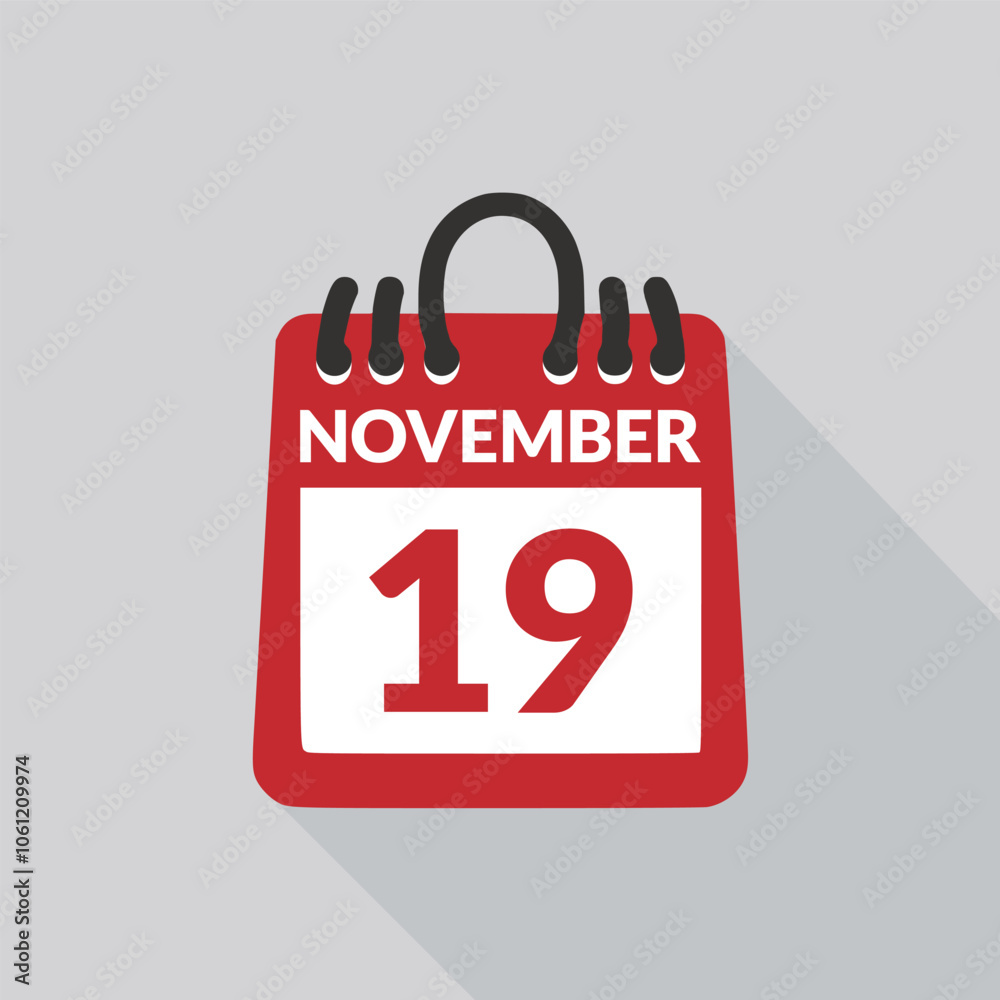 Fototapeta premium November 19 Calendar icon vector illustration.