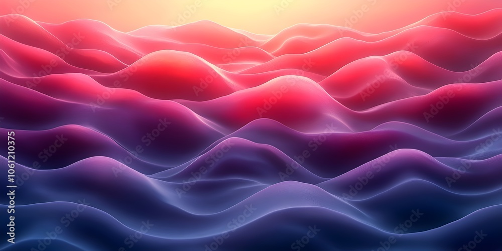 Obraz premium An abstract wave pattern with soft curves in shades of red and purple, creating a serene and dreamy atmosphere that evokes a sense of calm and tranquility.