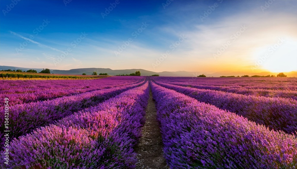 Fototapeta premium Purple Fields at Sunset