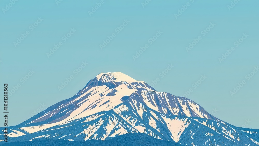 Generative AI, Minimalist Mountain Landscape with Soft Pastel Blue Background Generative AI, Minimalist Mountain Landscape with Soft Pastel Blue Background
