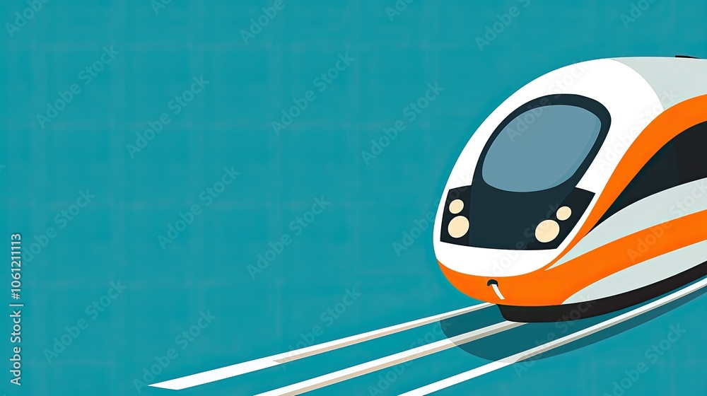 Obraz premium Futuristic train design in motion against a teal background.