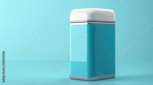 Stylish teal storage container with a white lid on a light background.